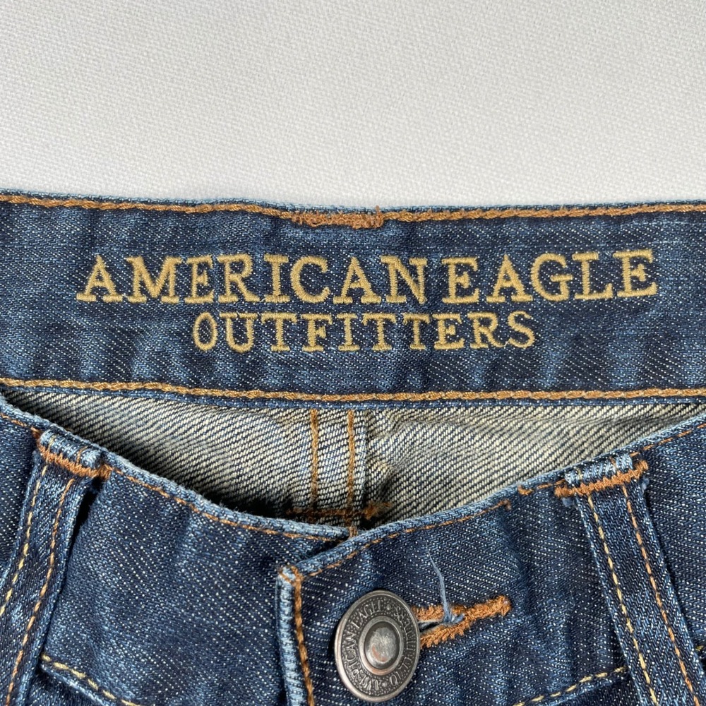 American Eagle Outfitters Men's Straight Jeans - Dark Blue - Picture 2 of 8